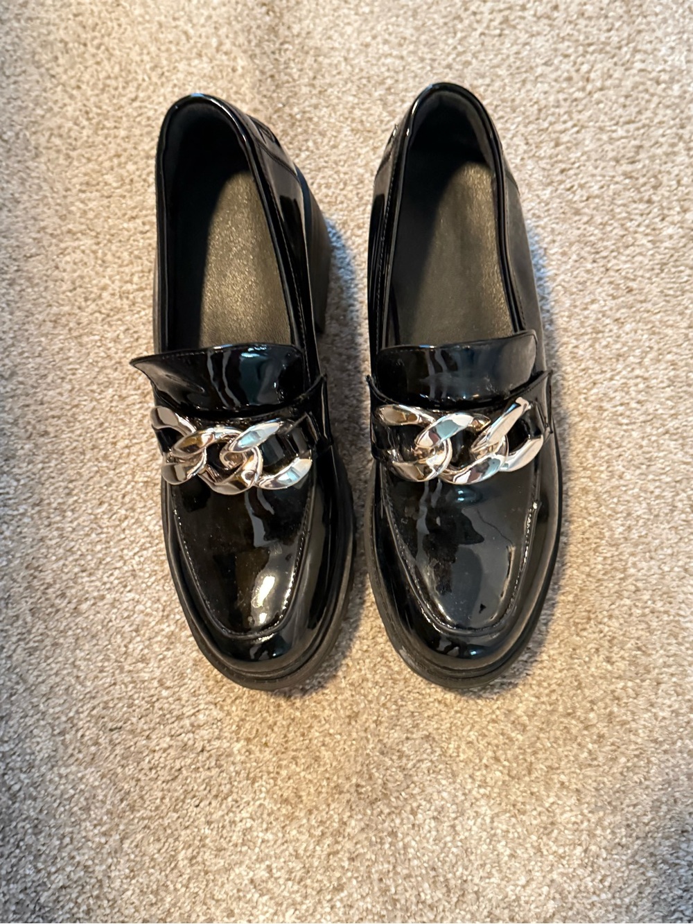 Amazon Black Patent Women's Chain-Accent Loafers
